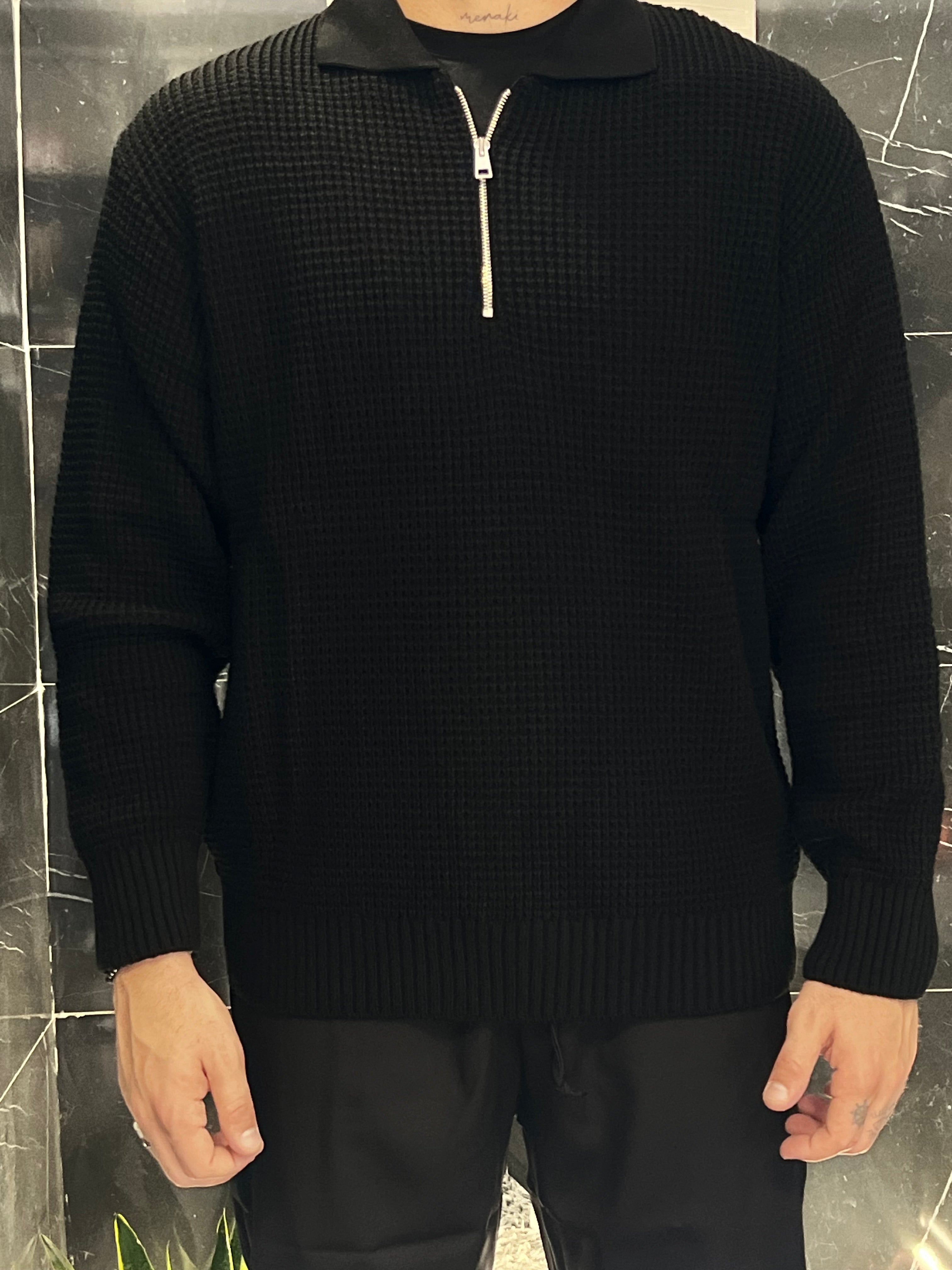 Maglione zip nero