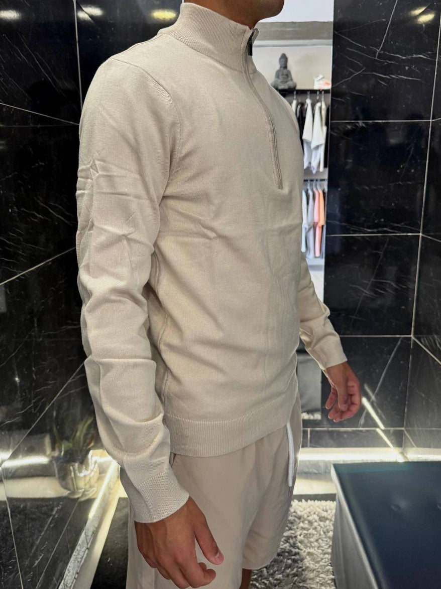 Maglione collo alto •Nero/ Beige•