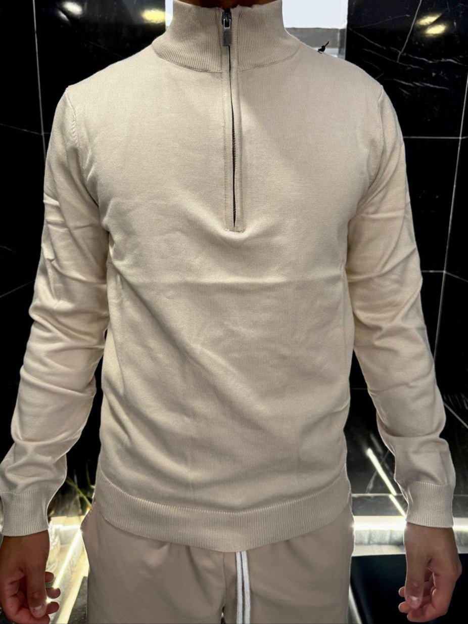Maglione collo alto •Nero/ Beige•