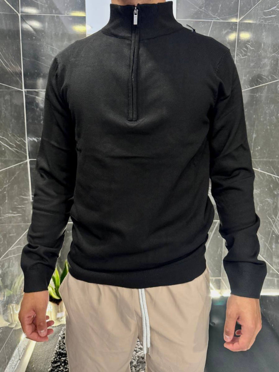 Maglione collo alto •Nero/ Beige•