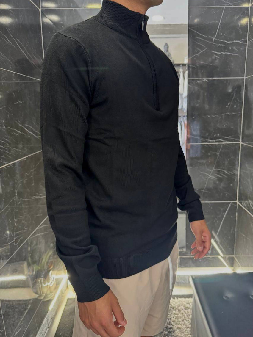 Maglione collo alto •Nero/ Beige•
