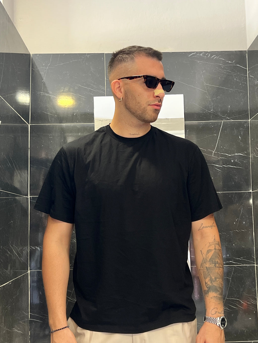 T-shirt •Nero/bianco•