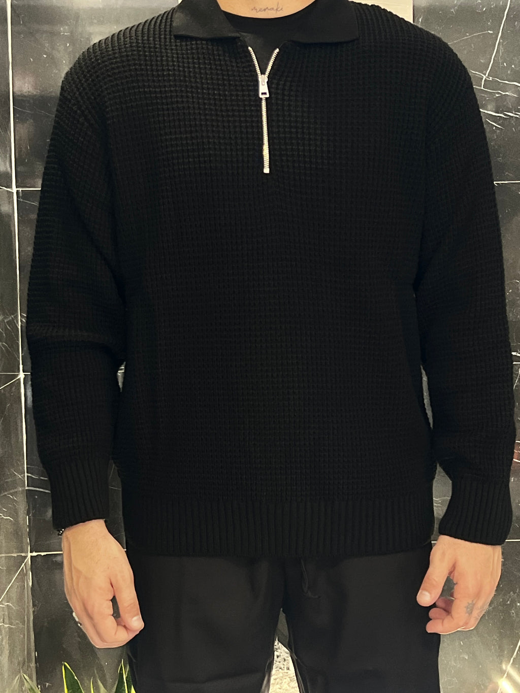 Maglione zip nero